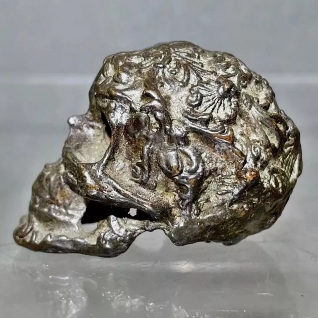cool Chinese Tibet bronze skull figure statue table decoration