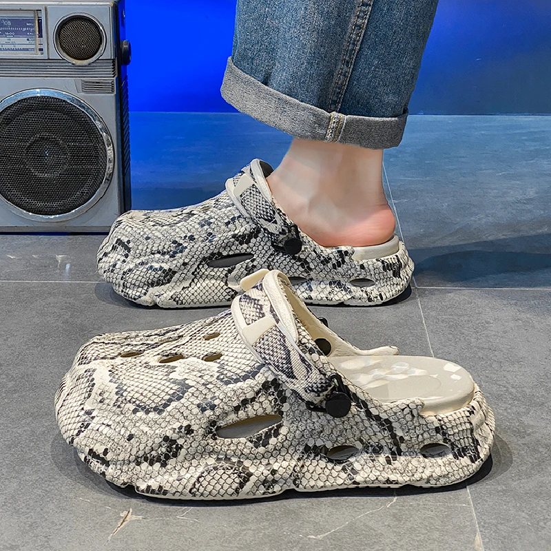 

Men's Summer Outdoor Driving Beach Sandals Anti-Slip Wear-Resistant Half Slippers Breathable EVA Flats Thick Bottom Youth Trend