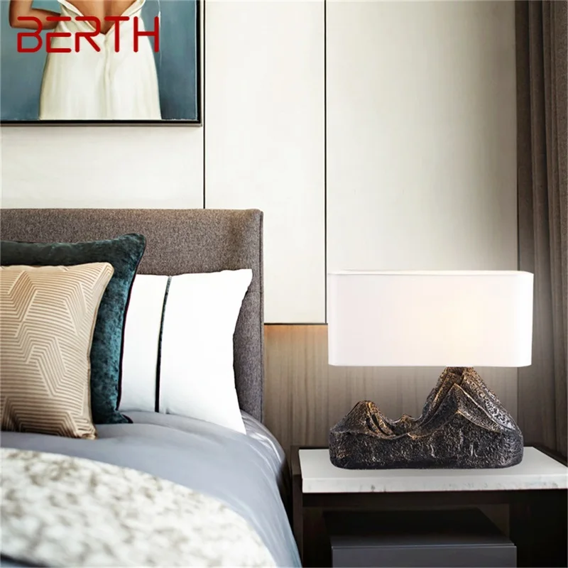 BERTH Creative Resin Table Lamp Mountains Shade LED Decorative Desk Lighting for Home Bedside