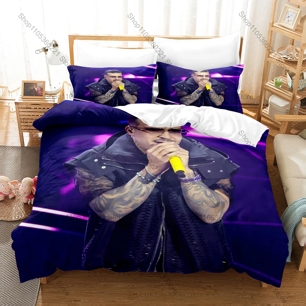 Vintage Street Photo Collage Geolier Sanremo Festival Hip Hop Music Merch 3PCS Bedding Duvet Cover 2 Pillowcases Home Decoration