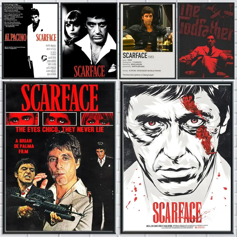 Classic Movie S-ScarfaceS Retro Poster Canvas painting with prints Home bedroom living room decoration gift
