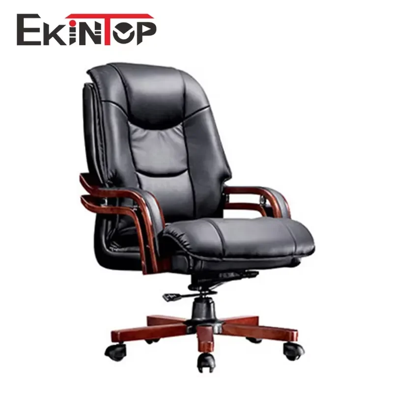 for Ekintop Superior Luxury Ergonomic Office Chair Boss Wooden Legs Executive Armrests PU Leather Office Chairs