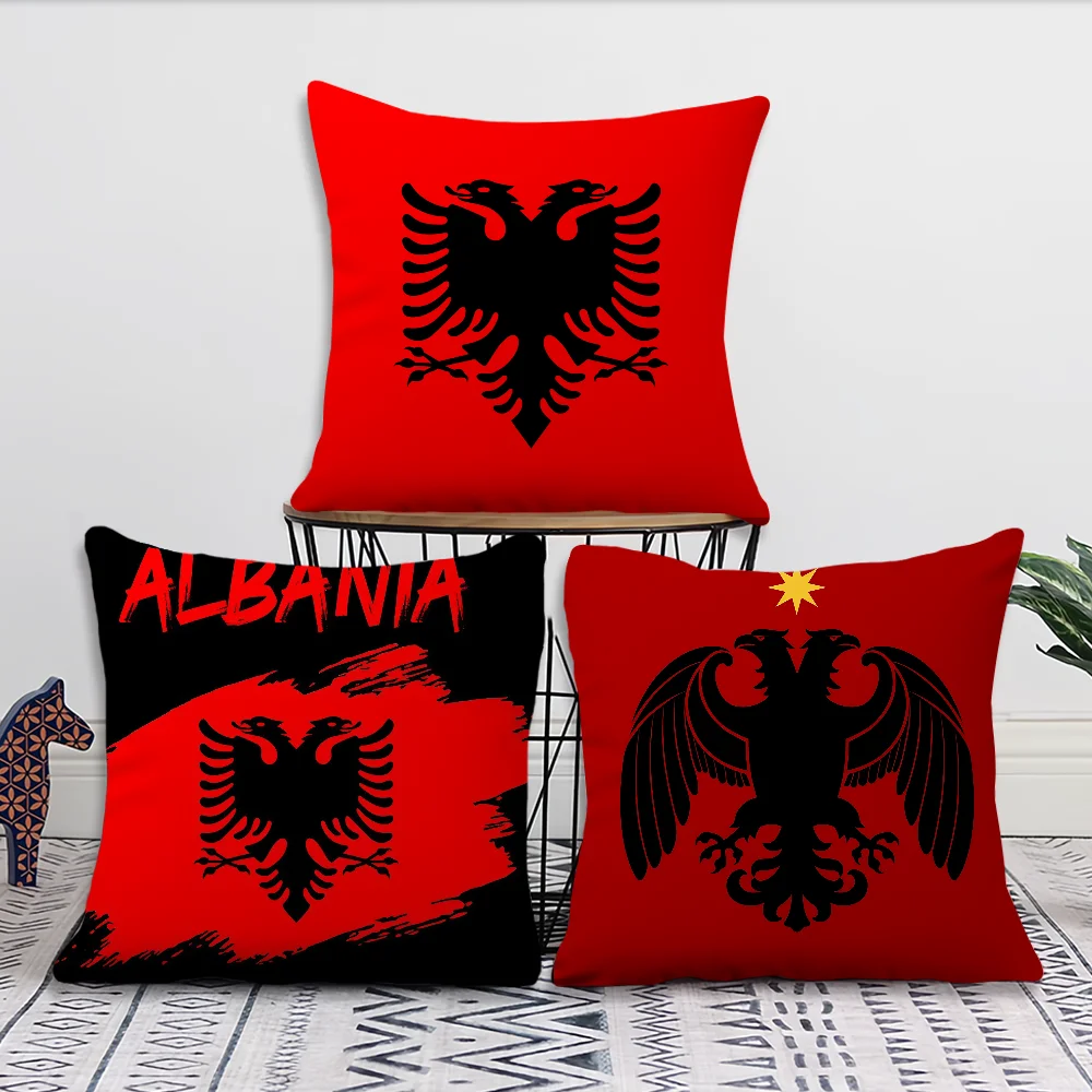 Albania Flag Art Cushion Cover Pillow Case Square Cushion Room Bedroom Headboard Sofa Living Backrest Nap Time
