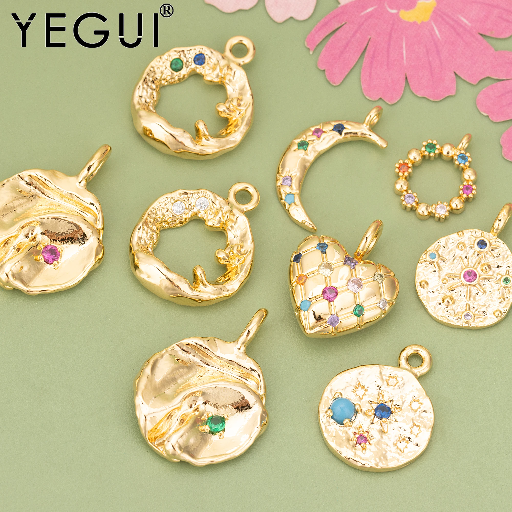 YEGUI MF03,jewelry accessories,18k gold plated,copper,nickel free,hand made,charms,diy pendants,jewelry making,6pcs/lot