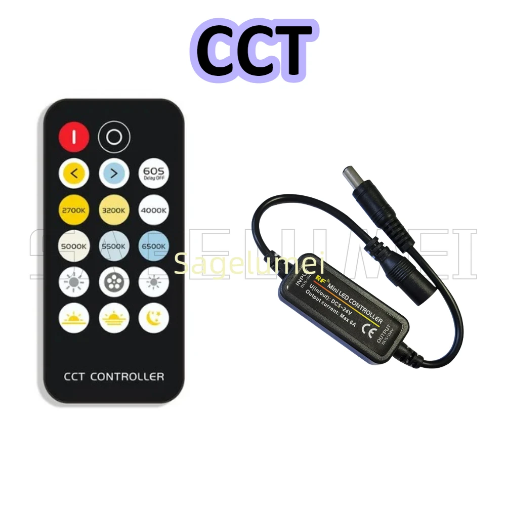 RF+14-Key Remote DC12V-24V LED Strip Light Controller Dimmer for Single Color Tape Lights Dimmer 3A Control Convenient Switch