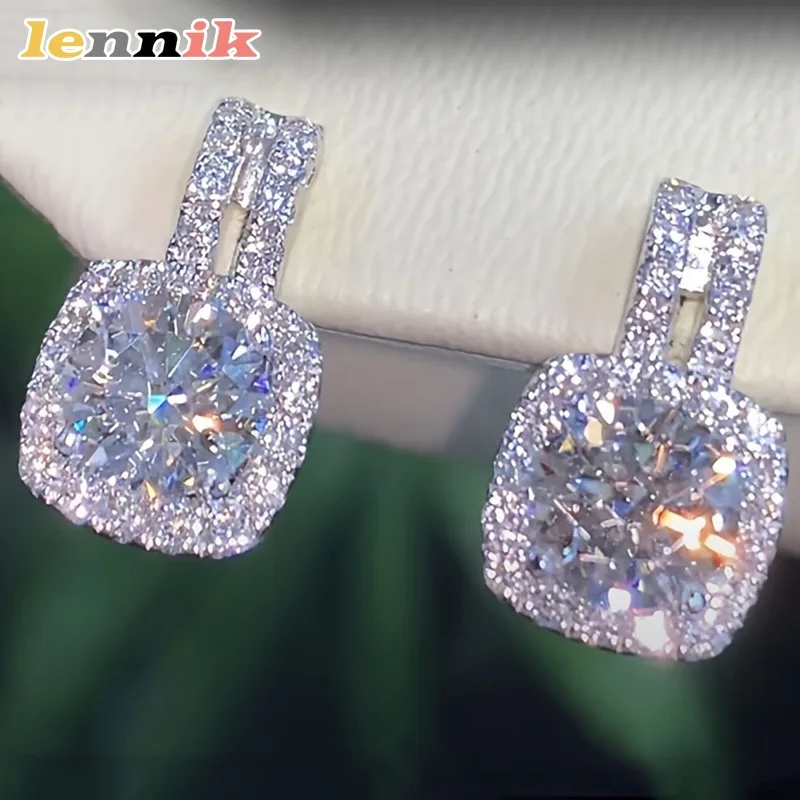 LENNIK Neue runde Diamant-Zirkon-Ohrringe im koreanischen Stil, europäische und amerikanische Ins-Style-Internet-Promi-Hot-Selling-Ohrringe
