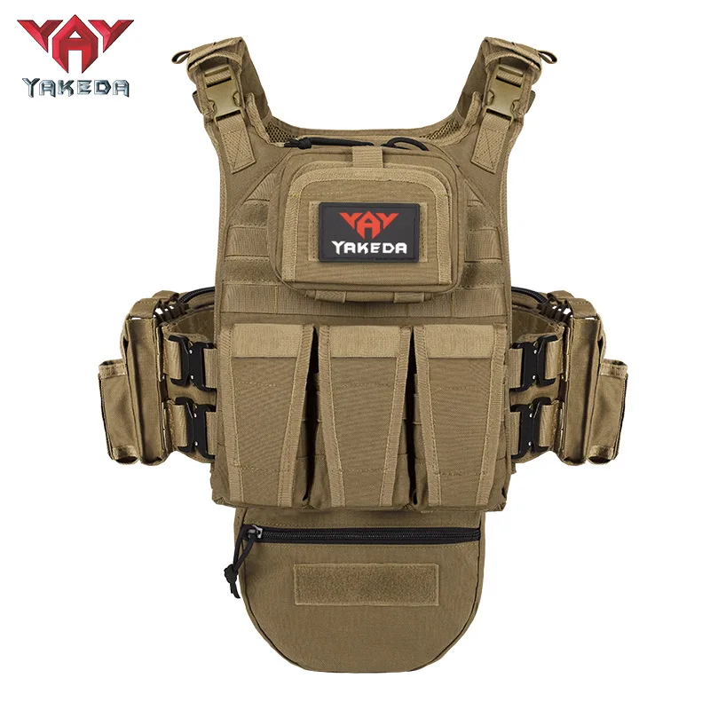 

YAKEDA Plate Carrier Molle Magazine Pouches Hunting Fully Protection Tactical Vest With Hydration Carrier Bag