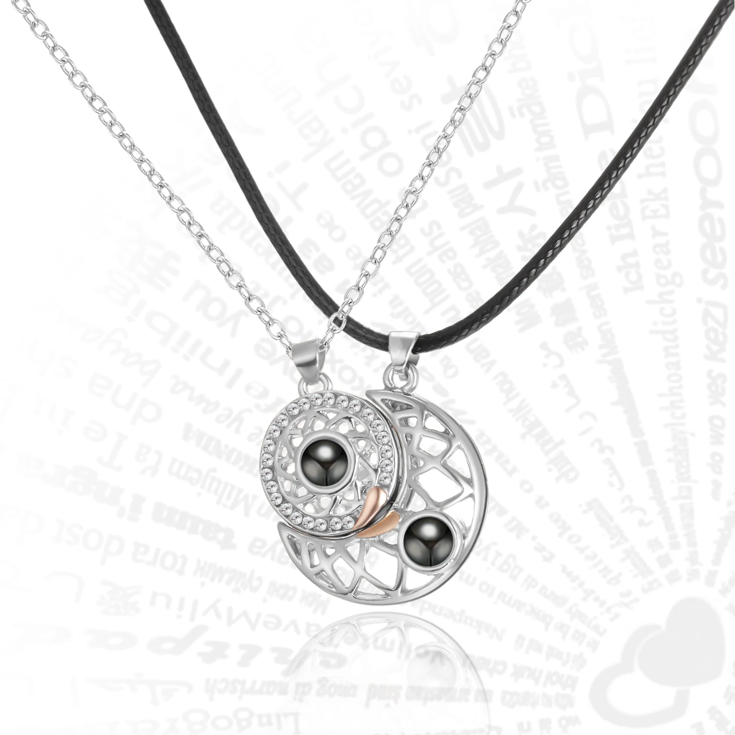 Collier romantique magnétique soleil lune Couple, pendentif de Projection je t'aime en 100 langues, collier de Confession, bijoux cadeau