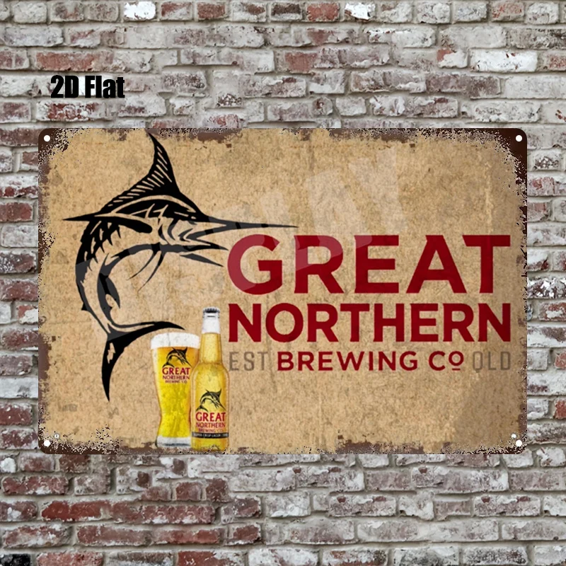 Great Northern Brewing Co 8x12 Inch Metal Tin Sign, Shark Beer Wall Art for Home Bar Garage Cafe, Rustproof