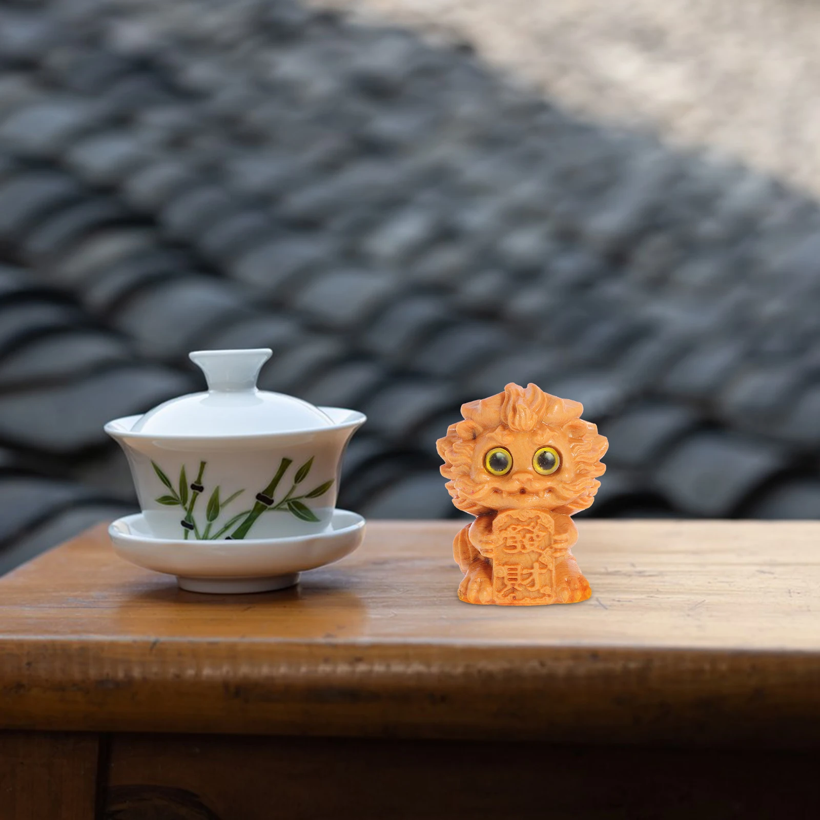 

Wooden Dragon Statue Handicraft Carved Ornament Mini Sculpture Office Decor Sturdy Small Delicate Wood Figurine