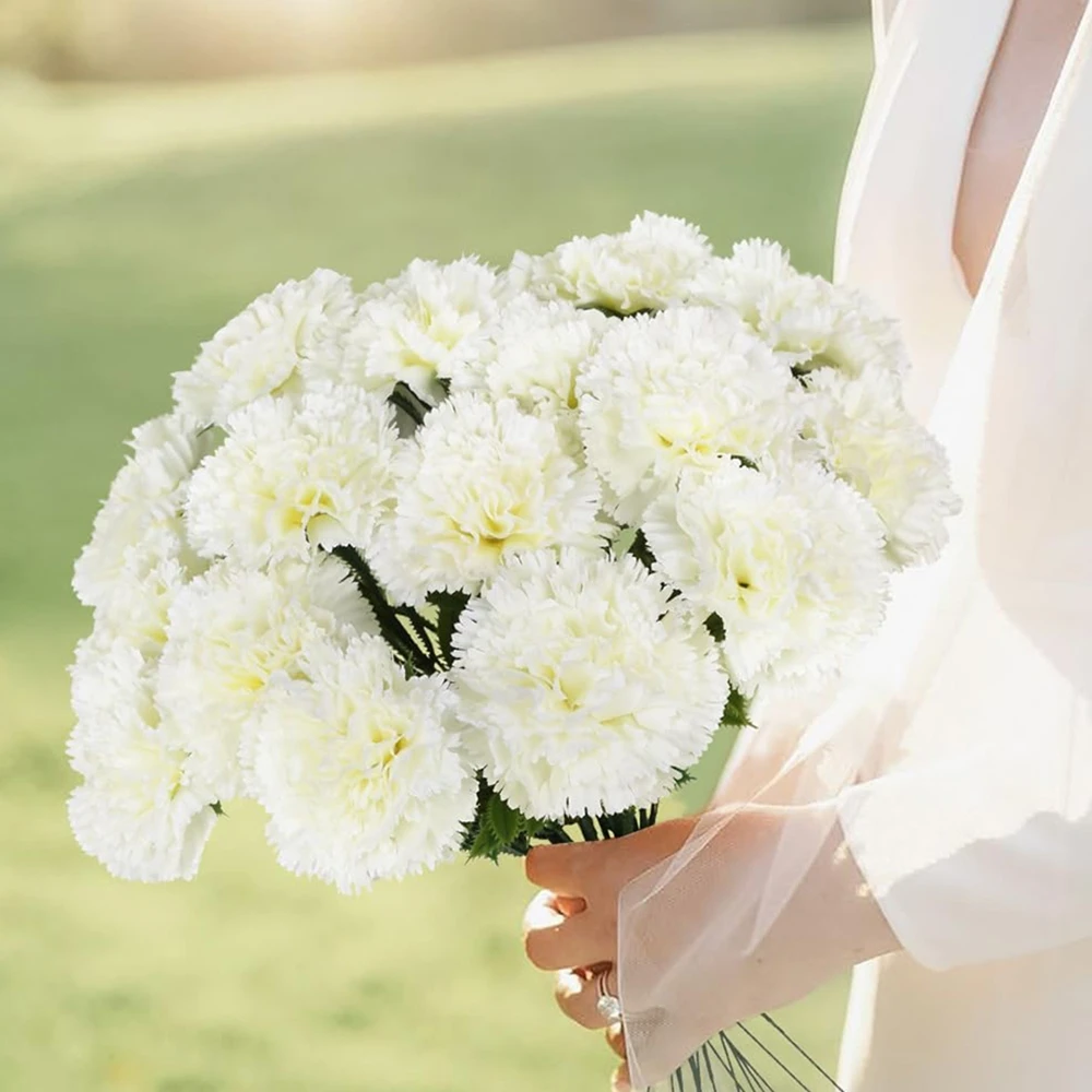 

6Pcs Artificial Flowers Silk Carnation Home Room Wedding Bridal Bouquet Festival Table Yard Decoration Garden DIY Gift Box Props