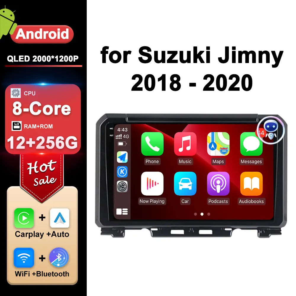 

GPS-навигация Android 14 HD экран для Suzuki Jimny 2018 - 2020 автомобильный радиоприемник мультимедийный плеер WiFi 2 din DSP стерео головное устройство