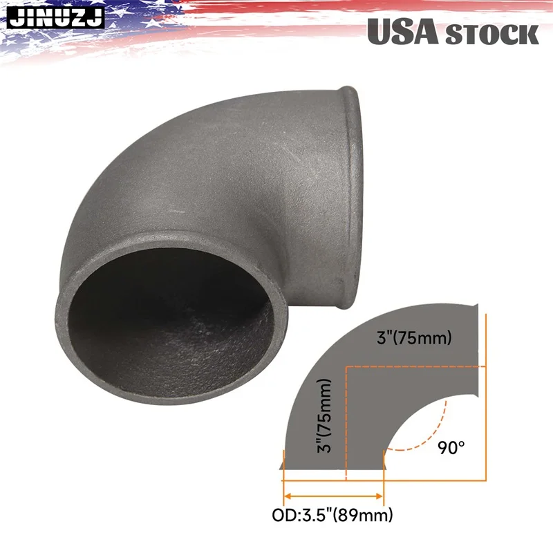 

89mm 3.5" Cast Aluminum 90 Degree Elbow Pipe Turbo Intercooler Pipe Universal