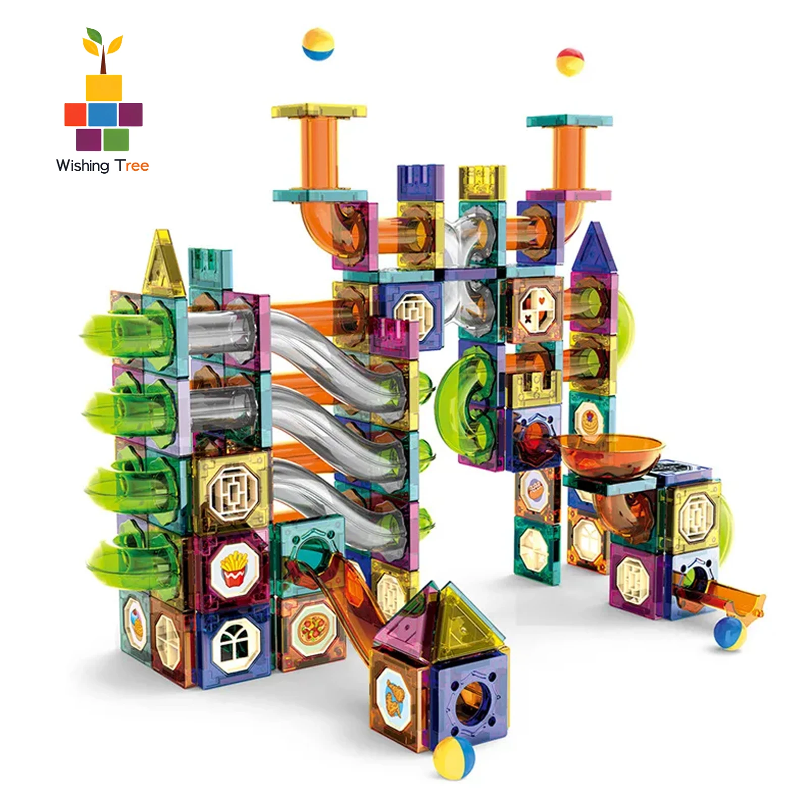 

Magnetic Building Blocks Set Slide Ball MOC Technocal Intelligence Assembly Educational Toy for Kids