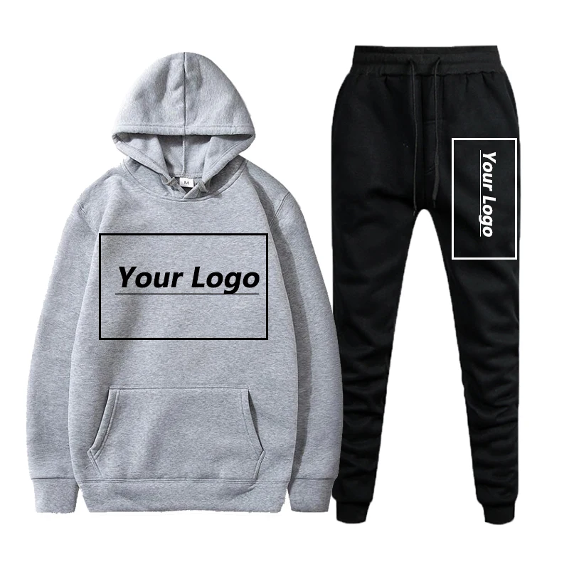 

Custom Print Men's Sets Hoodies Long Sleeve Tops Hooded Sweatshirts Sweatpants Pants Casual Outfits Customized Logo Pattern