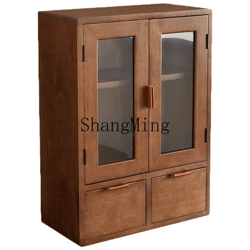 SM wood desktop storage cabinet kitchen countertop storage cabinet double door with drawer