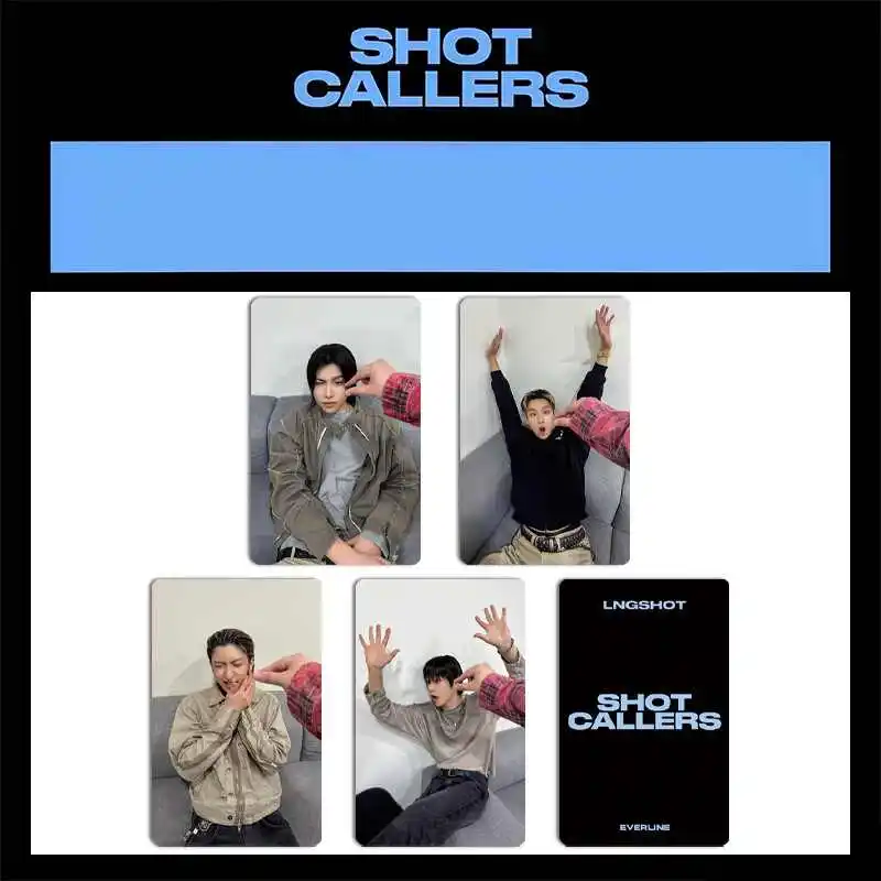 4/8 piezas, un set, LNGSHOT 1st Mini Album SHOT CALLERS PE Card EVERLINERYUL WOOJIN LOUIS OHYUL, Souvenir para Fans, Postales de Cosplay