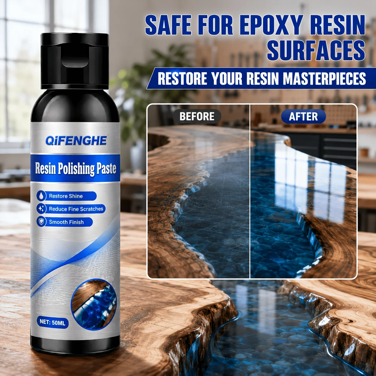 Epoxy Resin Polish Kit Crystal Clear High Gloss Resin Polishing Paste for Resin Coaster And Restoration