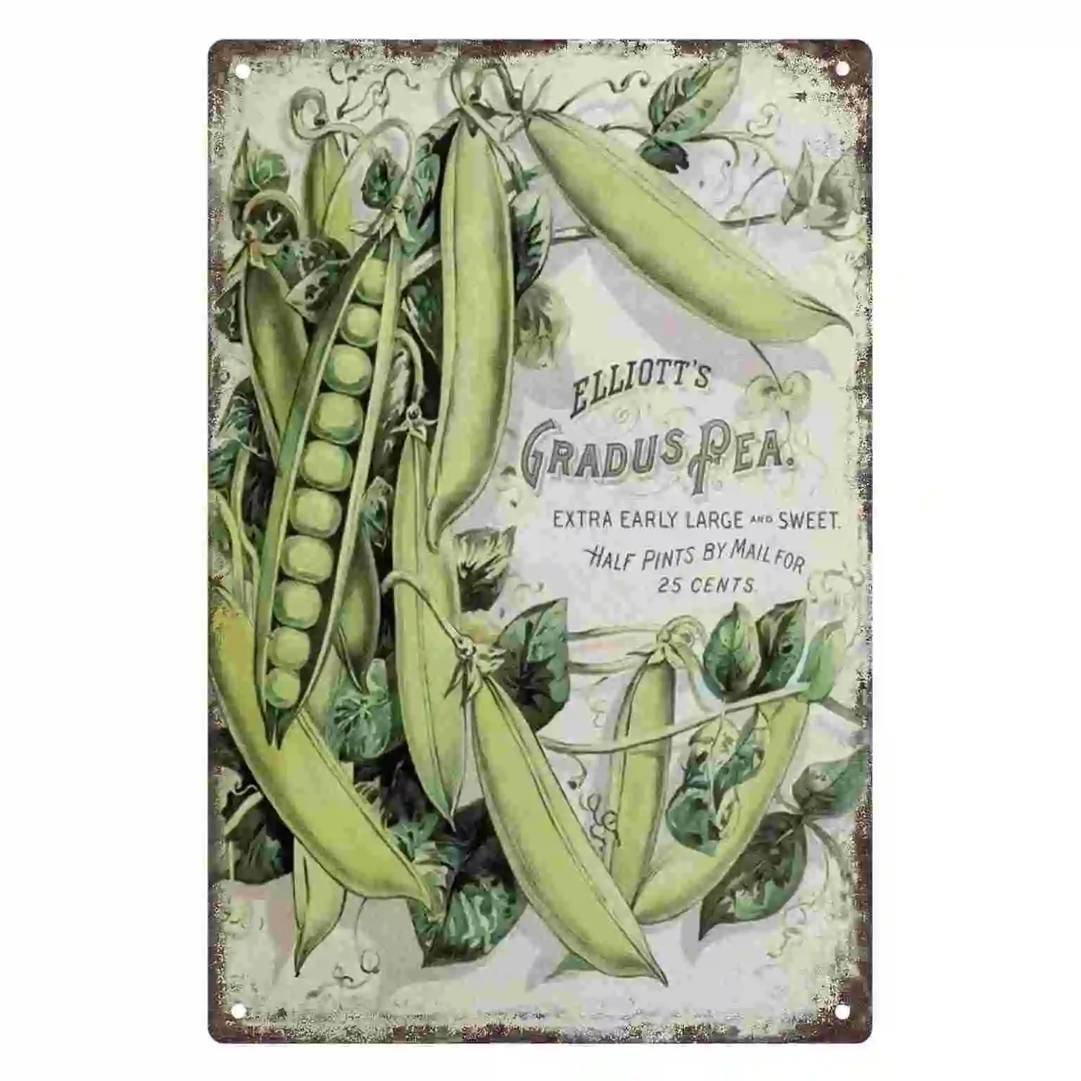 2D FLAT 1pc Vintage Elliott's Gradus Pea Seed Packet Wall Art Decoration for Home Cafe Kitchen Garden And Farmhouse