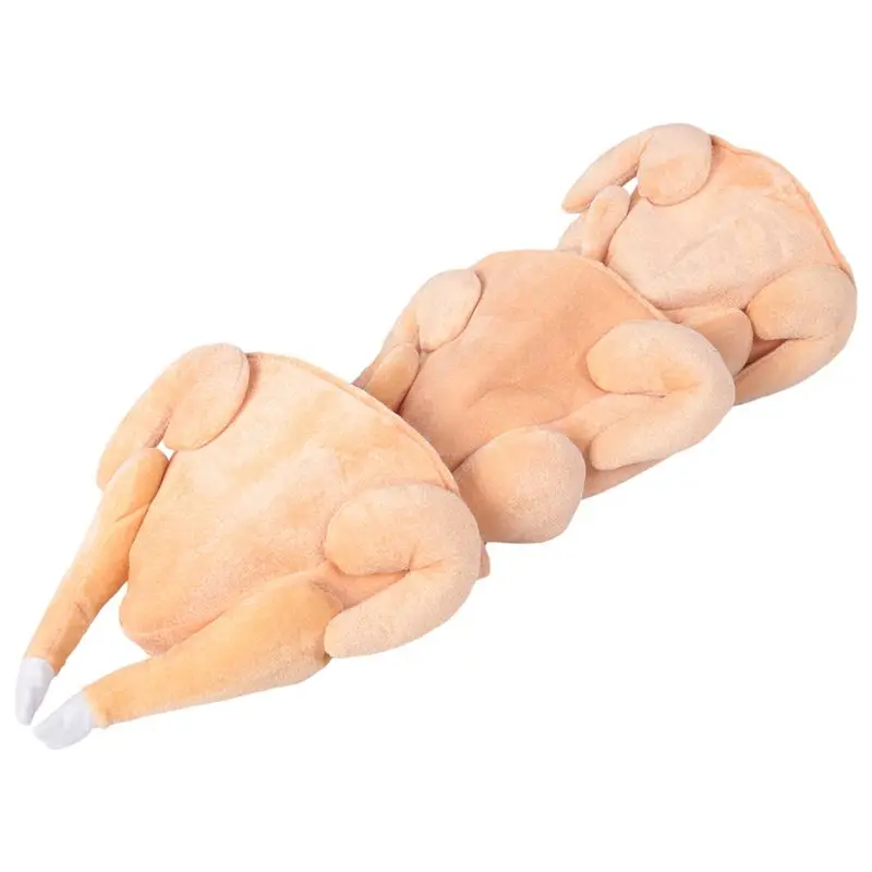 

A21Q -3Pcs Stuffed Roast Turkey Thanksgiving Hat Yellow Cooked Chicken Bird Secret Unique Dress Up Party