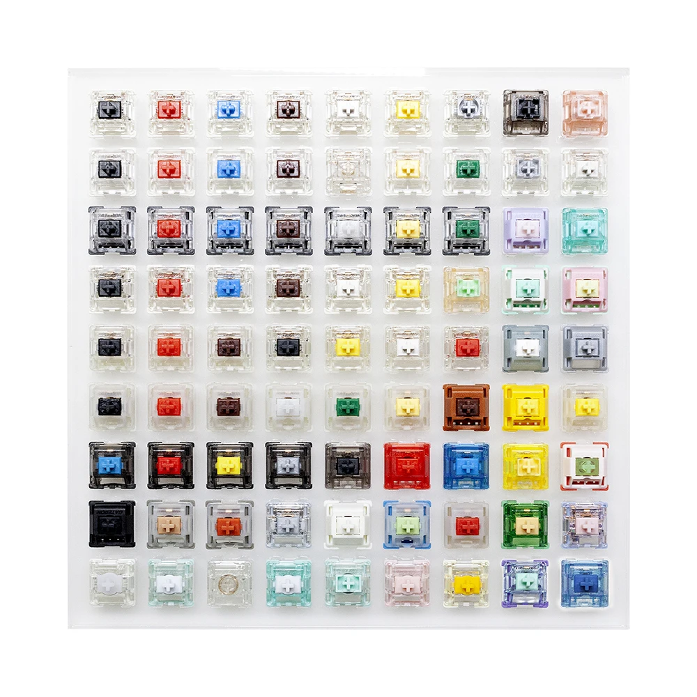 Gateron switch tester with acrylic base blank keycaps with Azure Dragon Oil King Magnetic Jade Brown Yellow Silver White Switch