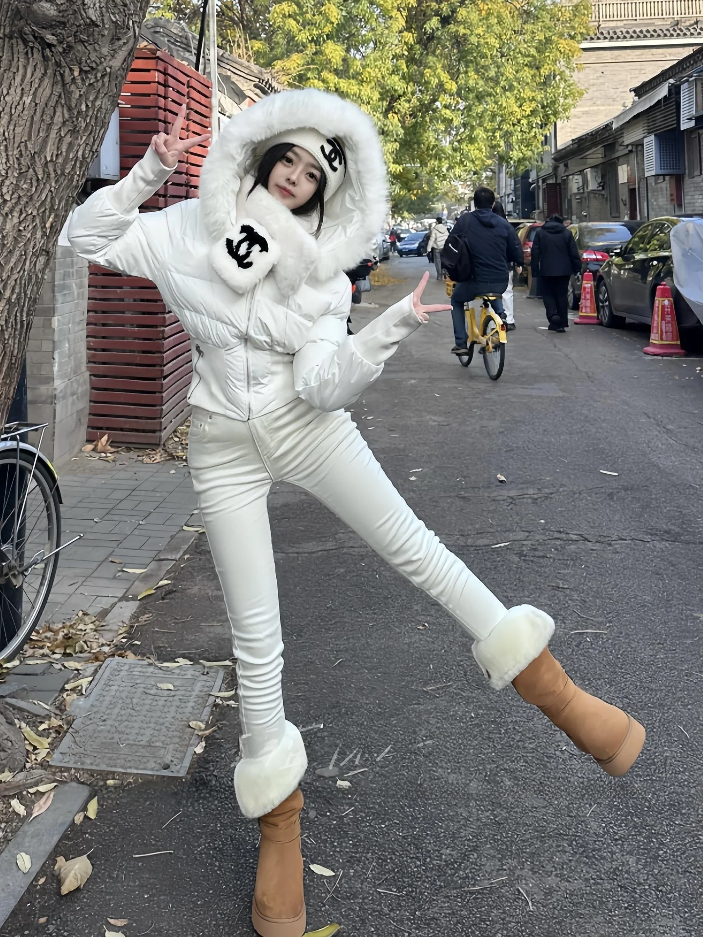 

Женские джинсы-карандаш с высокой талией на флисовой подкладке, облегающие, стрейч, осенне-зимние, повседневный корейский базовый стиль