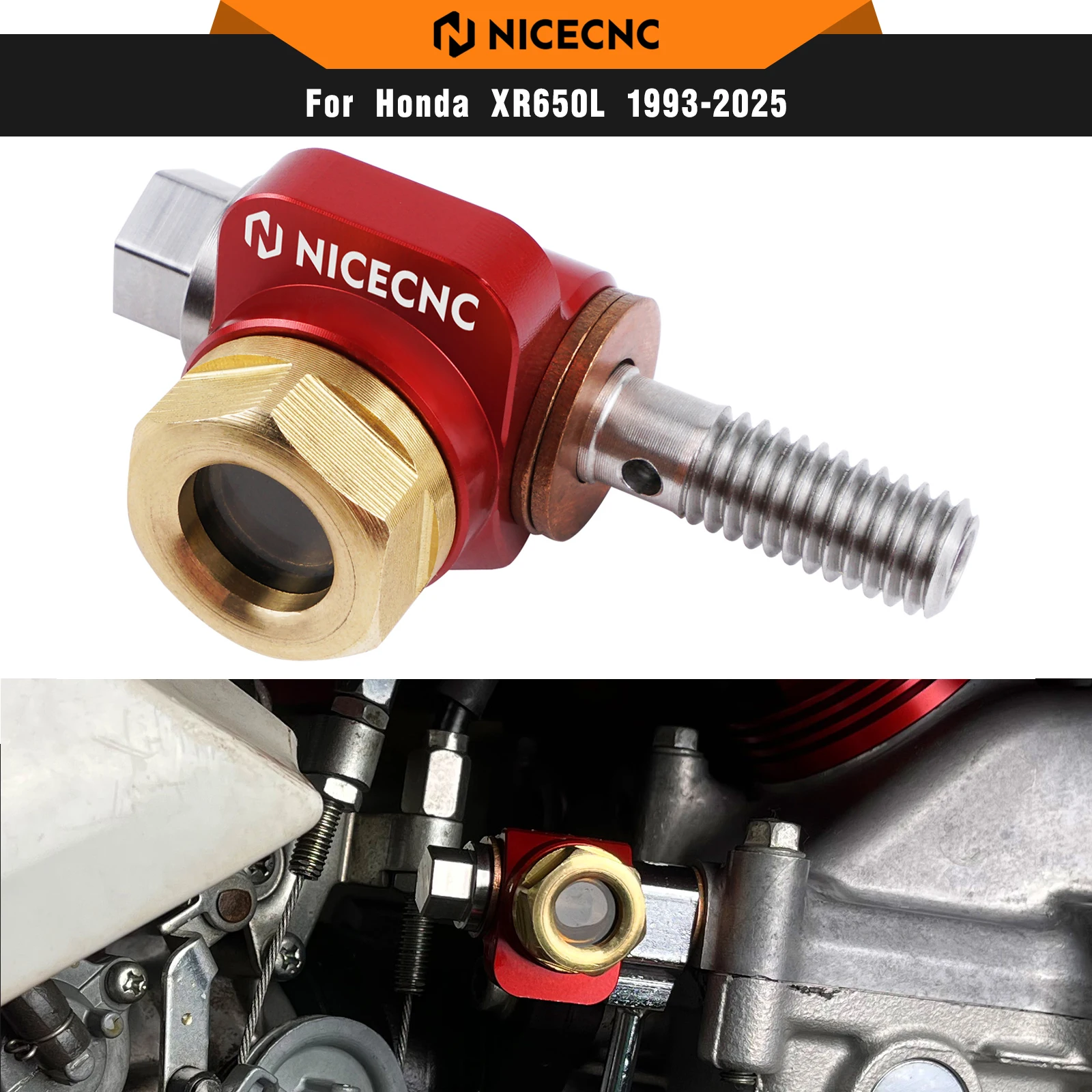 

NICECNC For Honda XR650L XR 650L 1993-2025 Moto Banjo Bolt Oil Sight Glass For Honda XR600R 1985-2025 Crystal Clear View