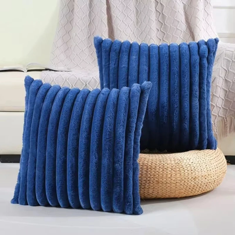 

Luxury Plush Cushion Cover Single-Sided Textured Geometric Design, Solid Color Pillow Case for Sofa Bed, Modern Home Decor Cozy