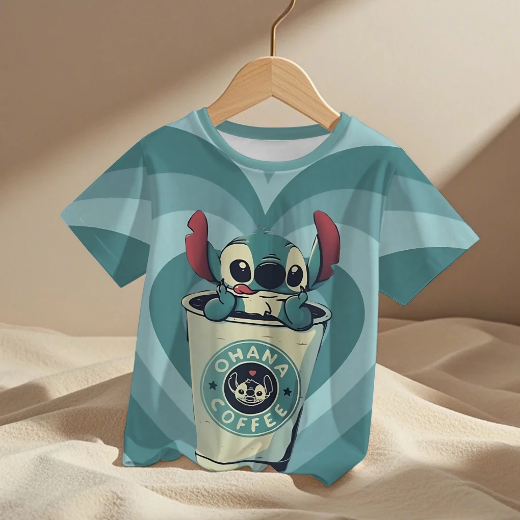 

Children's Stitch Fashion Tee Casual 3-14Y Boys Girls Comfortable Stitch Shirt Cotton Unisex Cute Kids Clothing