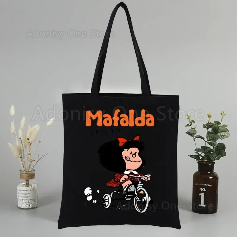 Mafalda Canvas Shoulder Bag Customize  Handbag Ladies Casual Tote Bag Large Capacity Reusable Shopping Bag