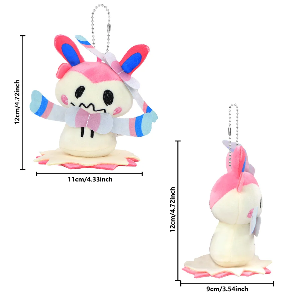 Mimikyu Eevee Plüsch-Schlüsselanhänger: Pocket Monster Cos Eeveelution Snorlax Puppe Anime-Anhänger für Fans, Sammlerstück, Sylveon Geschenk, Deko