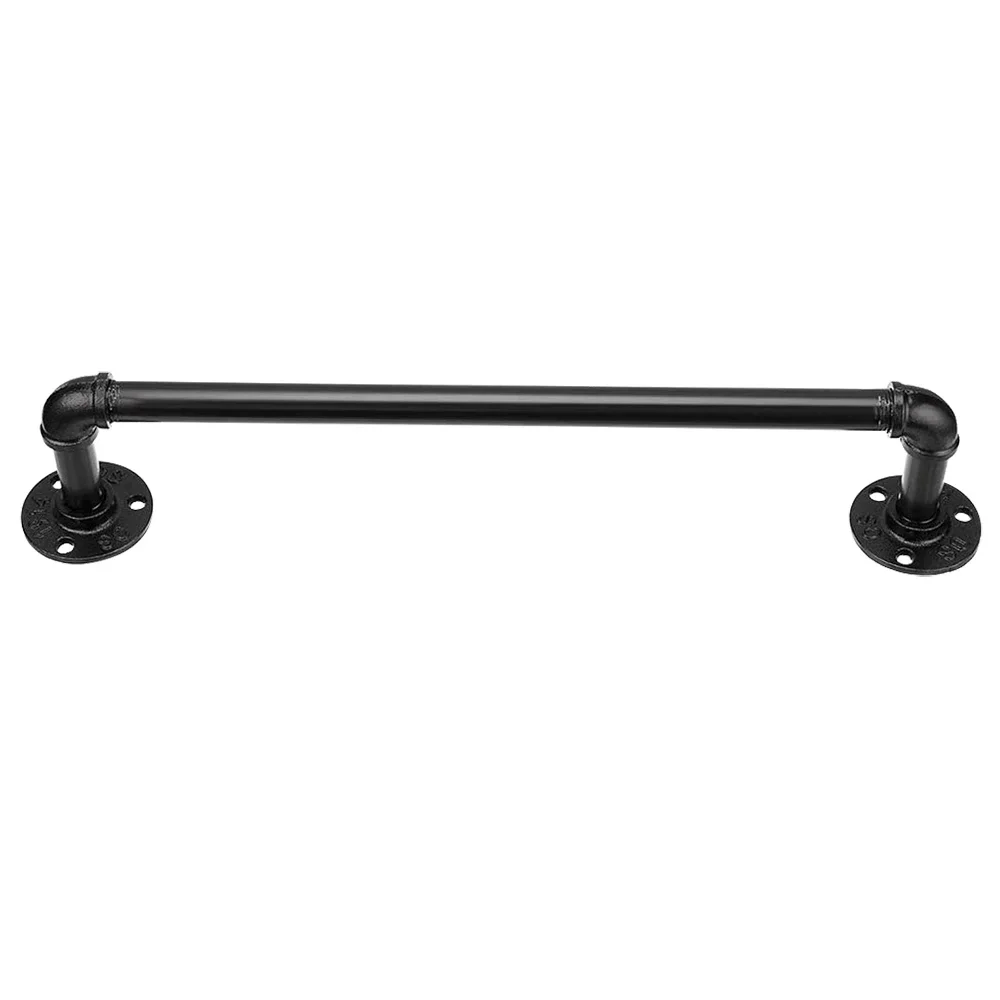 Industrial Iron Pipe Towel Rack Holder, Black, 16 Inch