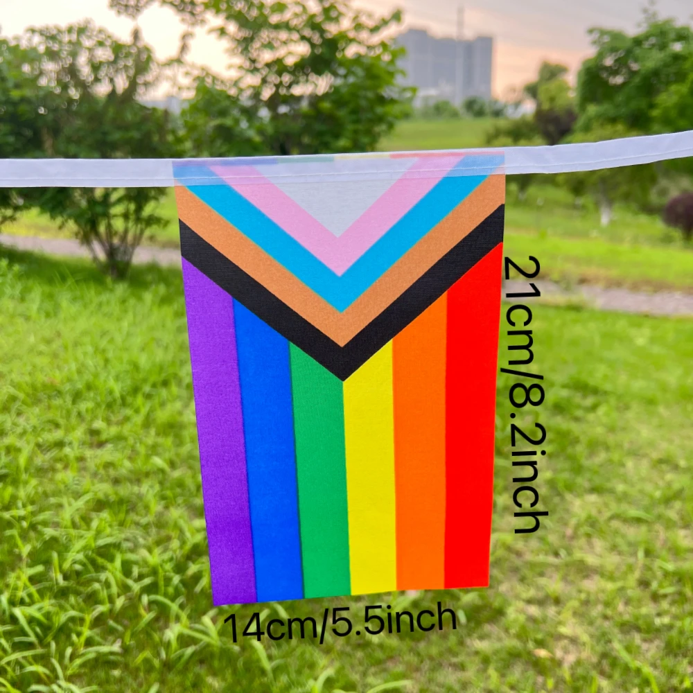 قوس قزح العلم 14x21cm20pcs سلسلة من أعلام مثلي الجنس فخر ثنائي الجنس مثليه Pansexual LGBT زينة الحفلات