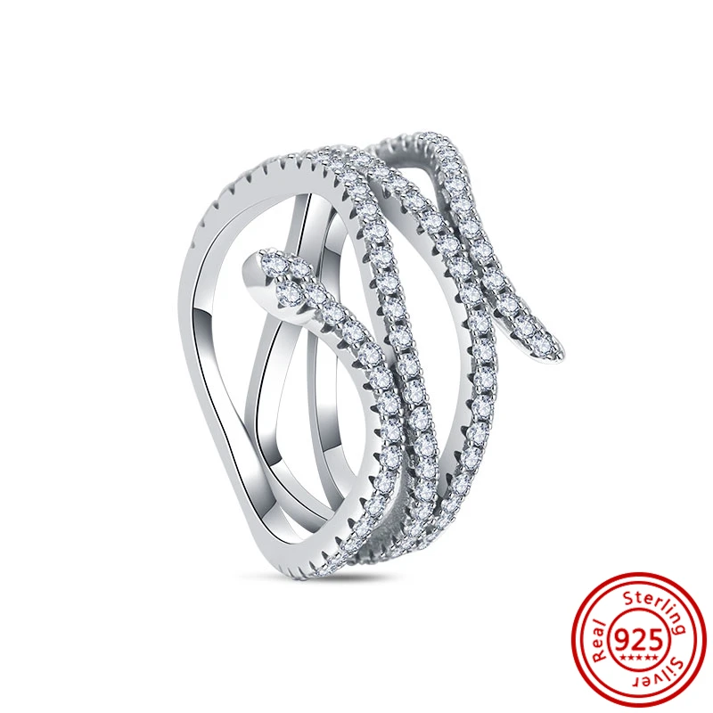 Women's 925 Sterling Silver Simple Stackable Zircon Ring