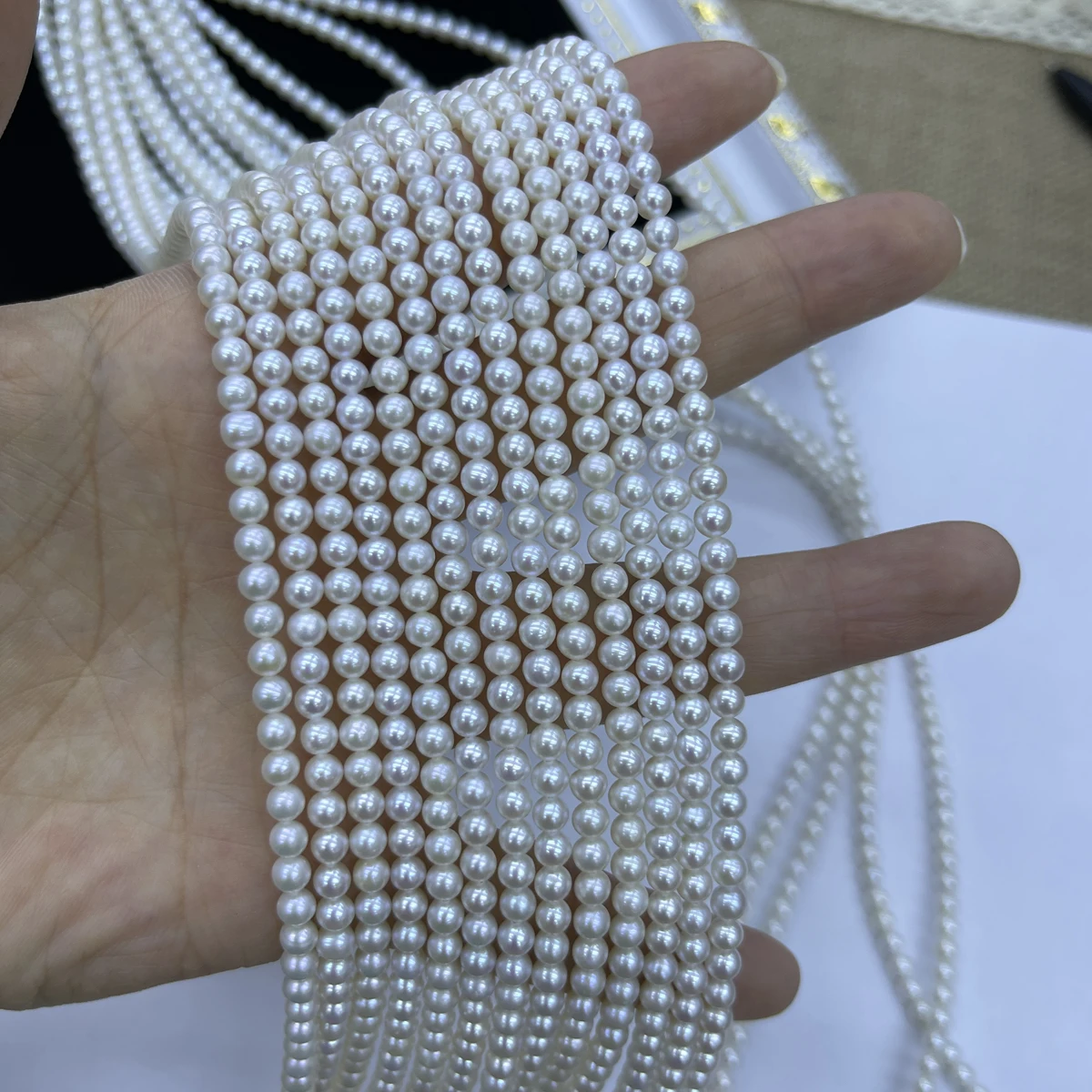 4-5mm5A Natural Freshwater White NearRound Pearl Isolated Loose Bead Jewelry Make DIY Necklace Bracelet Accessories Wedding Gift