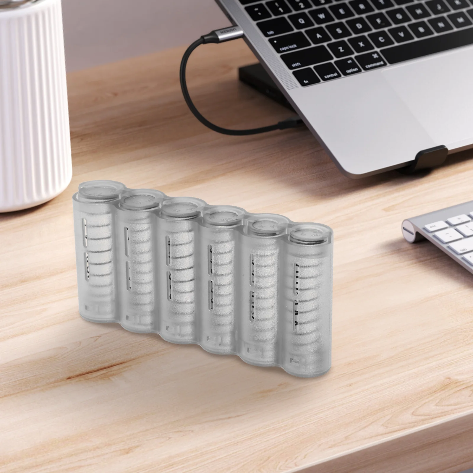 6 فتحات حامل أوروبي منظم تخزين بلاستيكي محمول خفيف الوزن للسفر للاستخدام اليومي موزع بتصميم عصري أنيق لـ #4