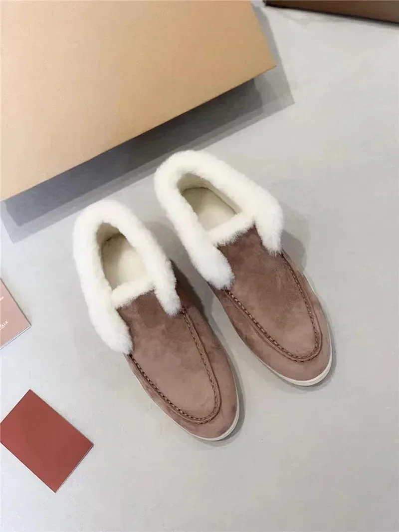 2025 Winter casual shoes high top plush men's luxury genuine leather shoes, designer warm and comfortable women's flat shoes