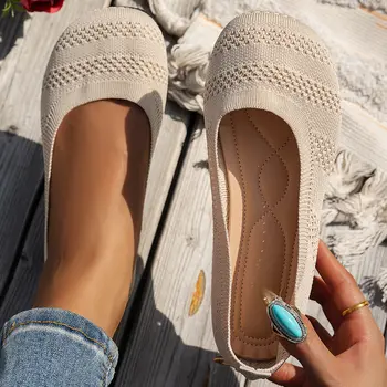 舒適大頭鞋,圓頭平底針織鞋,韓版百搭女式單鞋 10 最佳銷售 女士平底鞋 - №3