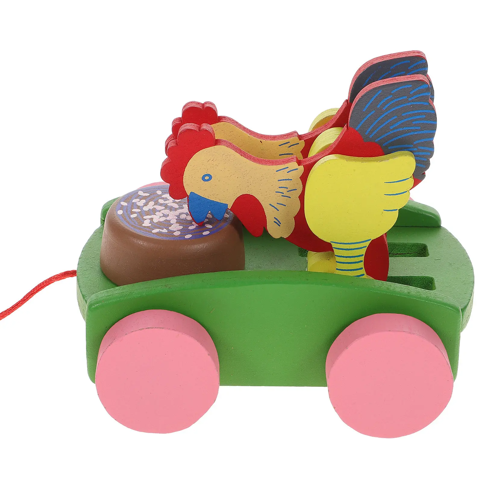 Early Education Cartoon Pull Along Dog Baby Wooden Pulling Car Learning Vehicle Kids Cognitive Dragging Wheel Towing Plaything
