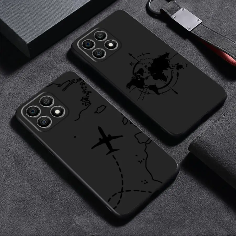 

Топографический чехол Line Airplane для Honor X8 70 X5b 8X Magic5Lite X6 200 400 Lite X7 X9a 90, черный мягкий чехол для телефона