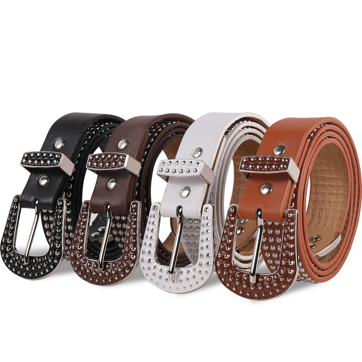 حزام نسائي مرصع بالفضة، نمط شارع عصري، مقترن بالجينز، حزام على طراز الهيب هوب الشرير مناسب للمناسبات المختلفة #1