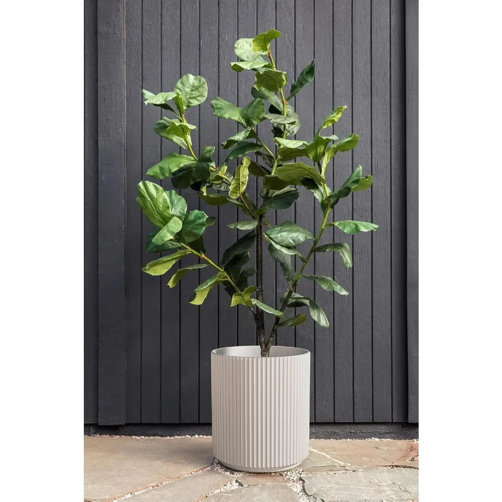 

Round Demi Planter Pots for Indoor/Outdoor Garden Use Made from Plastic - Concrete Mix with Drainage HolesPerfect