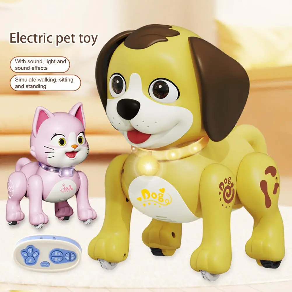 Robot Pet Robot Toy Walking Dancing Rc Robot Dog Cat Toy dla maluchów 2.4ghz Zdalnie sterowany zwierzak z dźwiękiem i światłem Prezent dla chłopców