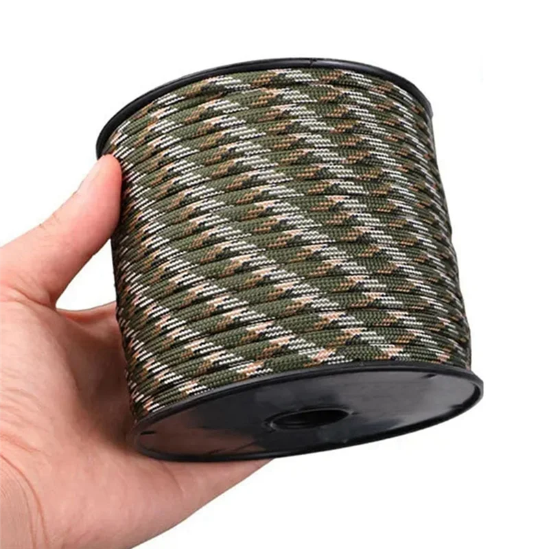AAAC-50M Polypropylene 7-Core 4Mm Umbrella Rope Outdoor Camping Emergency Tent Canopy Rope Windproof Rope DIY Braided Rope