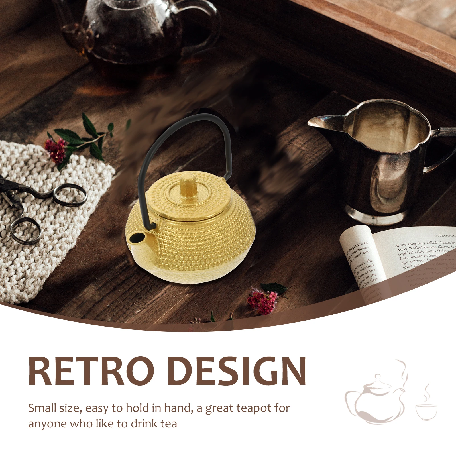 

Zerodeko Mini Cast Iron Teapot Decorative Tea Pot for Home Office Rustproof Ornament for Tea Iron Enthusiast Gift