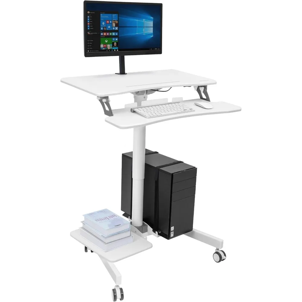 

Mount-It! Mobile Workstation for Medical, Classroom, or Office Use, Height Adjustable Rolling Desk with Keyboard Tray, Storage S