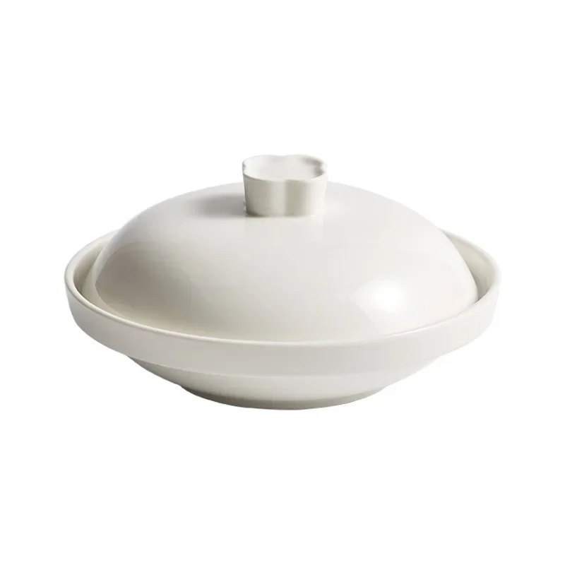Insulated Plate Chinese Restaurant Main Dish Soup Steak Home Kitchen White Tableware Heatable Ceramic