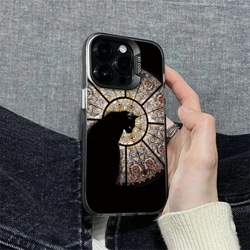 Church Black Cat Phone Cases for iPhone 16 Pro Max Case iPhone 11 13 12 14 15 Pro Mini XR XS Max 7 8 Plus SE2 Shockproof Cover