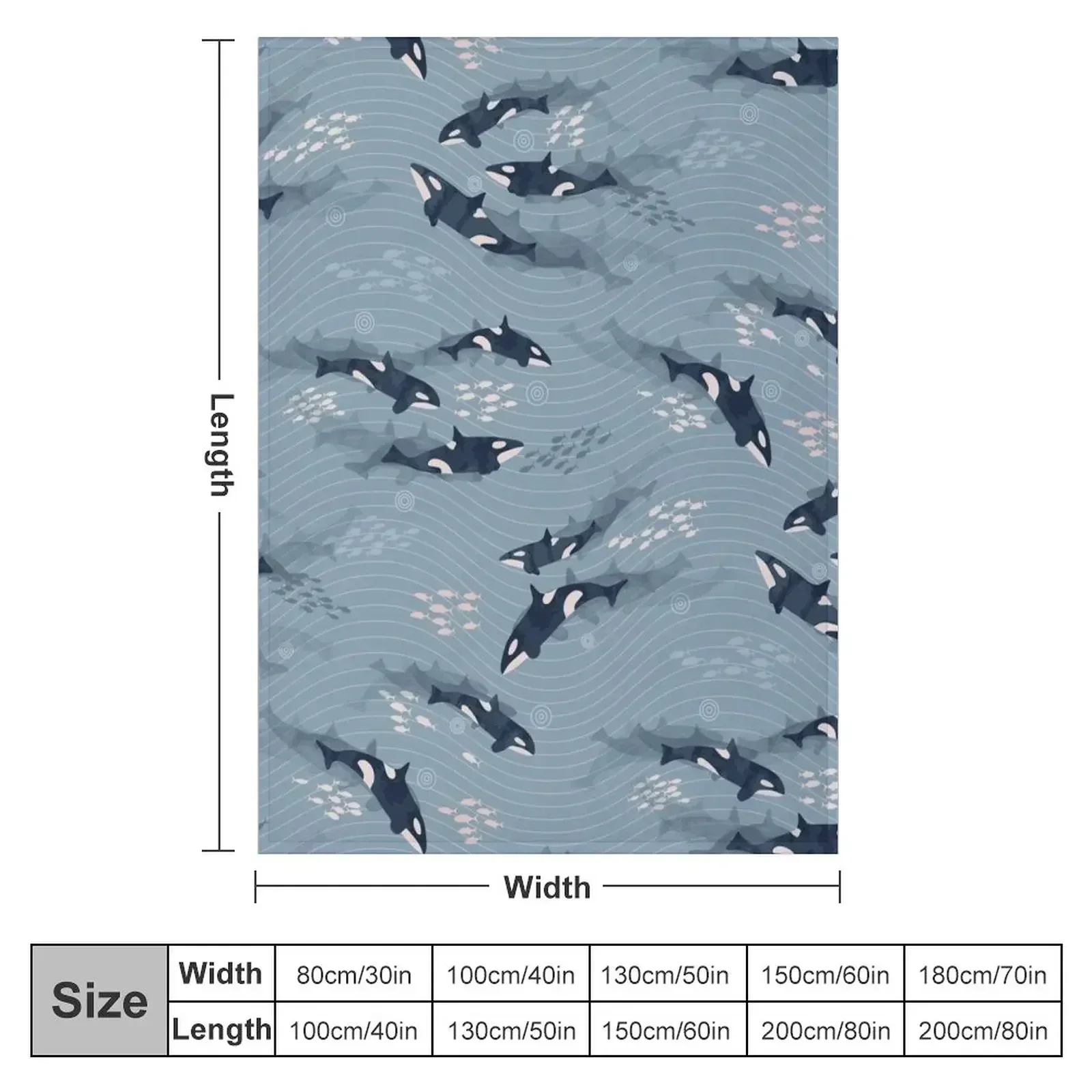 Orca in Motion / blue-gray ocean pattern Throw Blanket Winter beds Thermal Picnic Thermals For Travel Hairys Bed linens Blankets