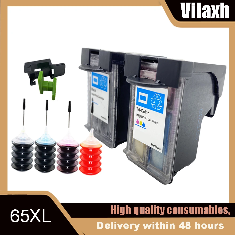 Vilaxh 65XL kompatibel mit HP 65XL Schwarz/Farbe DeskJet 3755 3760 2620 2621 2640 2652 All-in-One-Drucker-Tintenpatrone